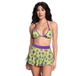 🦋B2G1🦋MIDNIGHT BALLERINA Tropical Pot 3 Pc Skater Skirt Set Swim/Dance Wear